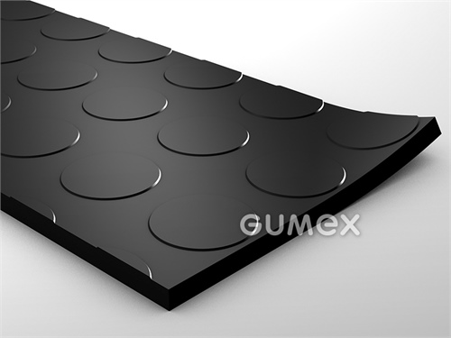 Pryžová podlahovina METRO, tloušťka 6mm, šíře 1450mm, 75°ShA, SBR, desén penízkový, -20°C/+60°C, černá